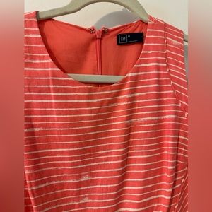 Gap fit and flare coral and white linen dress